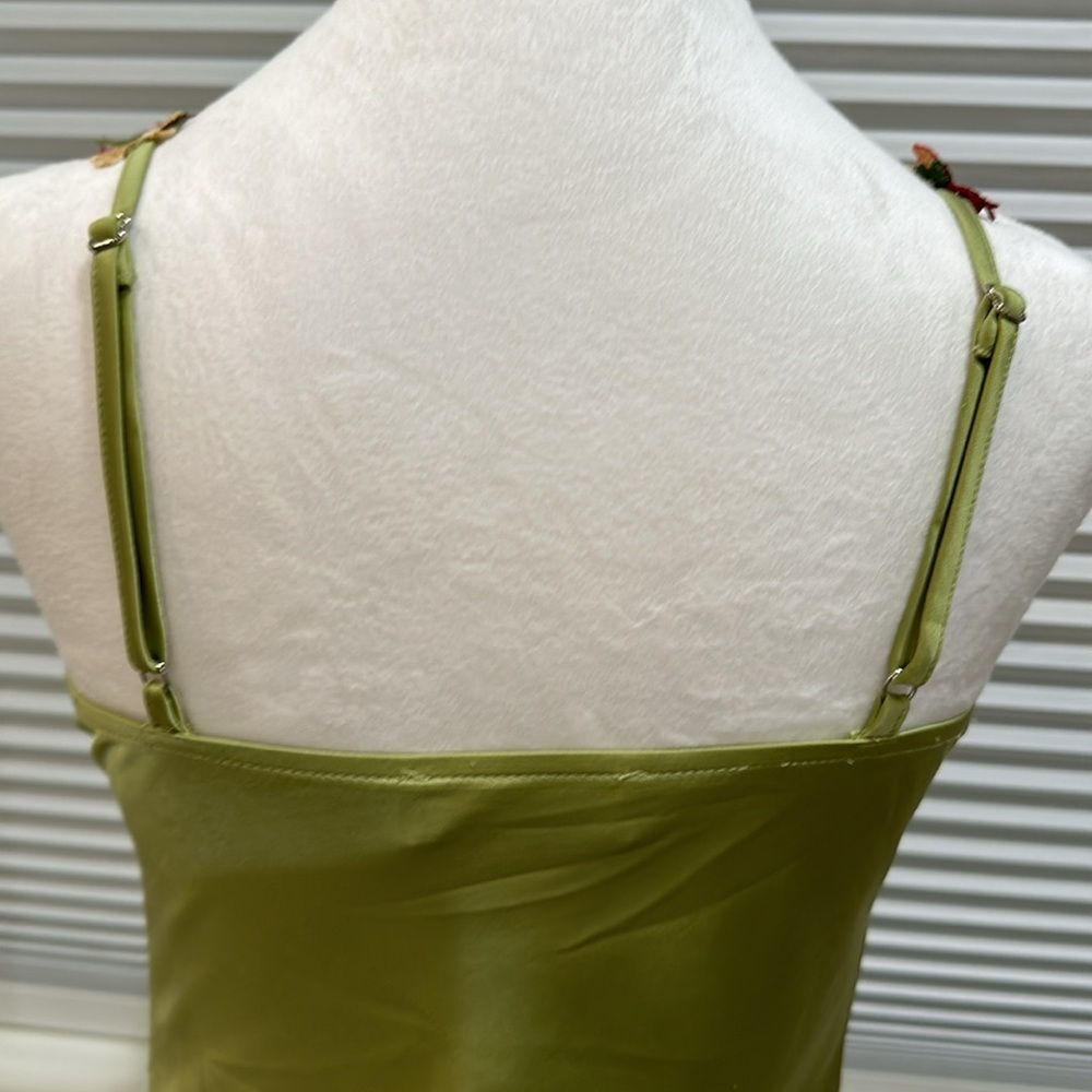 White Fox Green Satin & Embroidered Dress - Picture 6 of 13